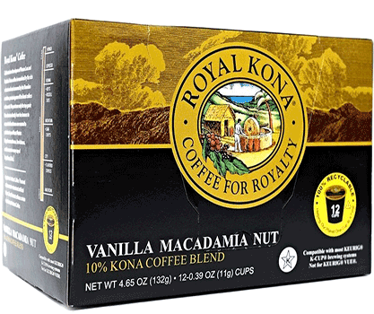Vanilla Macadamia 10% Kona Blend Single Serve Coffee Pods